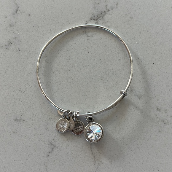 Alex and Ani Birthstone 5 bangles bracelets silver pink diamond rhinestone blue - Picture 6 of 14